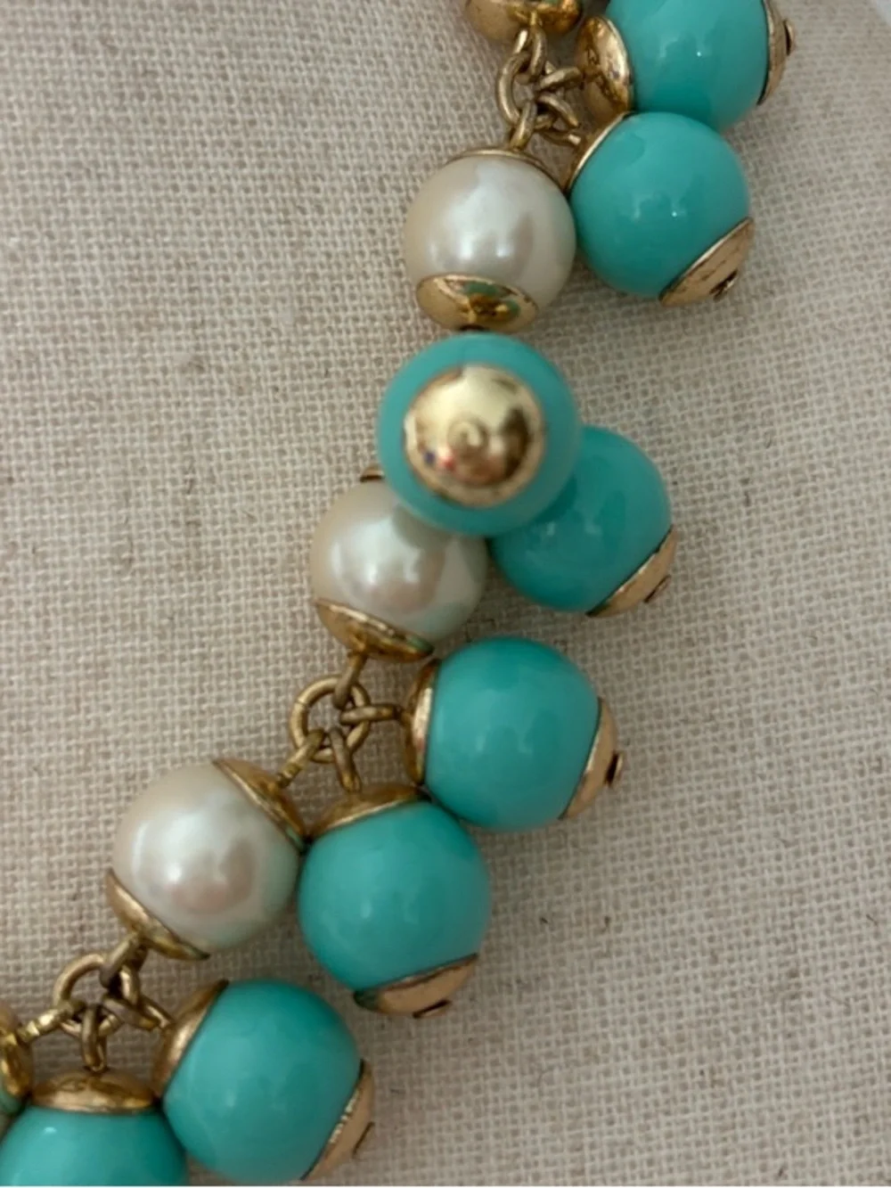 J. Crew Turquoise and Pearl Cluster Necklace